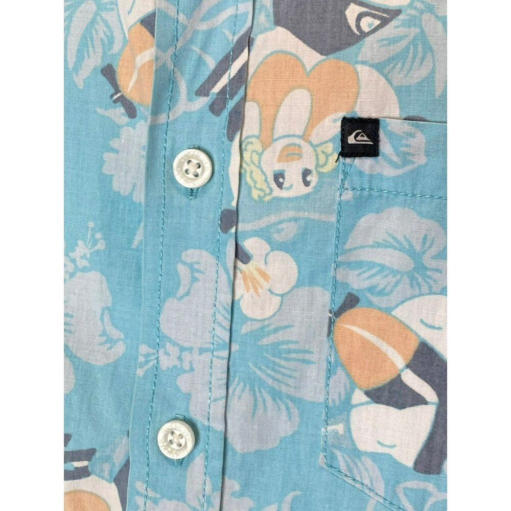 Quicksilver Mens XS Hawaiian shirt Gun Mama Print Modern Fit Retro 40s style - Picture 6 of 7